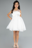 Robe de Soirée Enfants Courte Blanc ABK2158