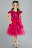 Robe de Soirée Enfants Midi Fushia ABK2301