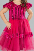 Robe de Soirée Enfants Midi Fushia ABK2301