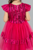 Robe de Soirée Enfants Midi Fushia ABK2301