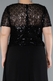 Robe De Soirée Grande Taille Longue Mousseline Noir ABU4806