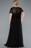 Robe De Soirée Grande Taille Longue Mousseline Noir ABU4806