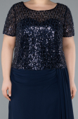 Robe De Soirée Grande Taille Longue Mousseline Bleu Marine ABU4806