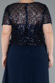 Robe De Soirée Grande Taille Longue Mousseline Bleu Marine ABU4806