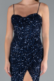 Robe de Soirée Longue Squameuse Bleu Marine ABU4842