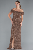 Robe de Soirée Longue Squameuse Cuivre ABU4843