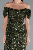 Robe de Soirée Longue Squameuse Kaki ABU4843