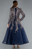 Robe de Soirée Voilée Midi Bleu Marine ABK2311