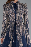 Robe de Soirée Voilée Midi Bleu Marine ABK2311
