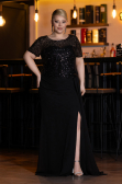 Robe De Soirée Grande Taille Longue Mousseline Noir ABU4806