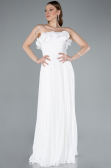 Robe de Soirée Longue Mousseline Blanc ABU4866