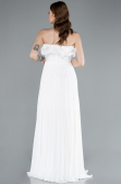 Robe de Soirée Longue Mousseline Blanc ABU4866