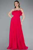 Robe de Soirée Longue Mousseline Fushia ABU4866
