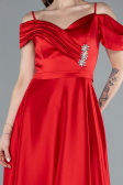 Robe de Soirée Longue Satin Rouge ABU4868
