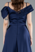 Robe de Soirée Longue Satin Bleu Marine ABU4868