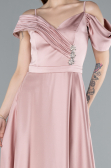 Robe de Soirée Longue Satin Poudre ABU4868