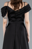 Robe de Soirée Longue Satin Noir ABU4868