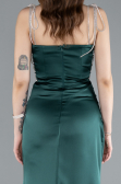 Robe de Soirée Longue Satin Émeraude ABU3198