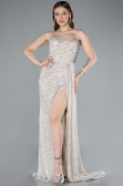 Robe de Soirée Longue Perlé Beige ABU4871