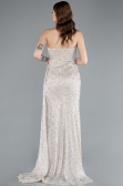 Robe de Soirée Longue Perlé Beige ABU4871