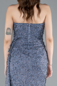 Robe de Soirée Longue Perlé Gris-Indigo ABU4871