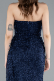 Robe de Soirée Longue Perlé Bleu Marine ABU4871
