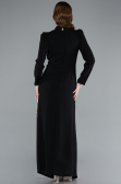 Tenue de Soirée Voilée Longue Noir ABU4877