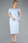 Robe De Fête Grande Taille Midi Bleu clair ABK2321