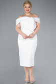 Robe De Fête Grande Taille Midi Blanc ABK2321