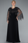 Robe De Soirée Grande Taille Longue Mousseline Noir ABU4888