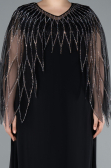 Robe De Soirée Grande Taille Longue Mousseline Noir ABU4888