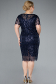 Robe De Invitation Grande Taille Midi Perlé Bleu Marine ABK2330