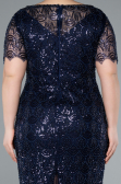 Robe De Invitation Grande Taille Midi Perlé Bleu Marine ABK2330