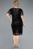Robe De Invitation Grande Taille Midi Perlé Noir ABK2330