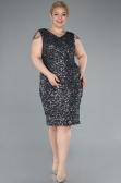 Robe de Soirée Grande Taille Midi Squameuse Anthracite ABK2331