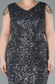 Robe de Soirée Grande Taille Midi Squameuse Anthracite ABK2331
