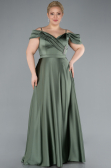 Robe Grande Taille Longue Satin Kaki ABU4869