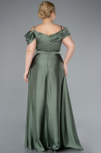 Robe Grande Taille Longue Satin Kaki ABU4869