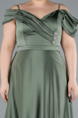 Robe Grande Taille Longue Satin Kaki ABU4869