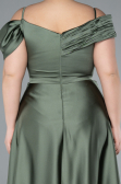 Robe Grande Taille Longue Satin Kaki ABU4869