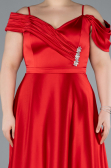 Robe Grande Taille Longue Satin Rouge ABU4869