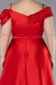 Robe Grande Taille Longue Satin Rouge ABU4869