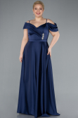 Robe Grande Taille Longue Satin Bleu Marine ABU4869