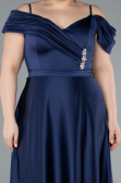 Robe Grande Taille Longue Satin Bleu Marine ABU4869