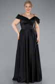 Robe Grande Taille Longue Satin Noir ABU4869