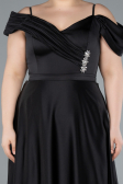 Robe Grande Taille Longue Satin Noir ABU4869