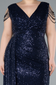 Robe de Soirée Grande Taille Longue Bleu Marine ABU4886