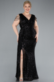 Robe de Soirée Grande Taille Longue Noir ABU4886