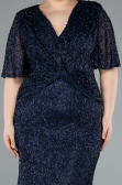 Robe De Soirée Grande Taille Longue Bleu Marine ABU4542