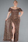Robe De Soirée Grande Taille Longue Squameuse Cuivre ABU4863